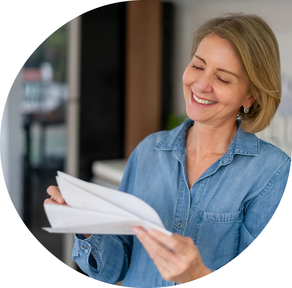 woman looking at mail