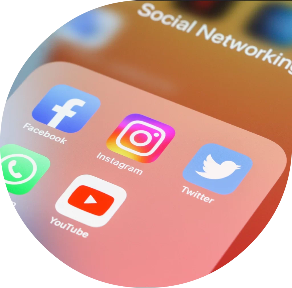 social media icons on phone